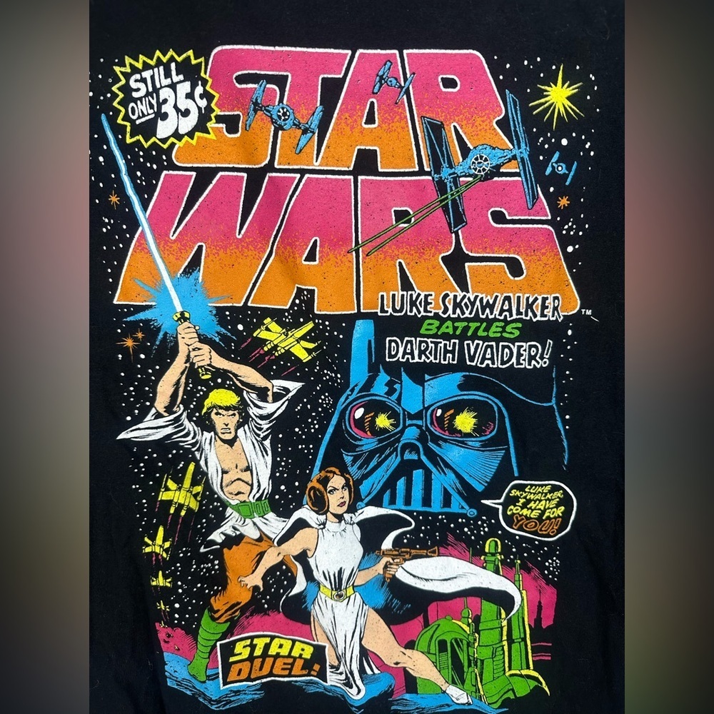 MAD Engine Star Wars Black Graphic T-Shirt Retro Star Duel size XL - Picture 4 of 5